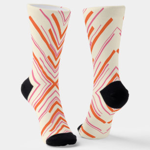 Arrows in Pink, Orange and Cream Socks