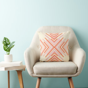 Arrows in Pink, Orange and Cream Throw Pillow