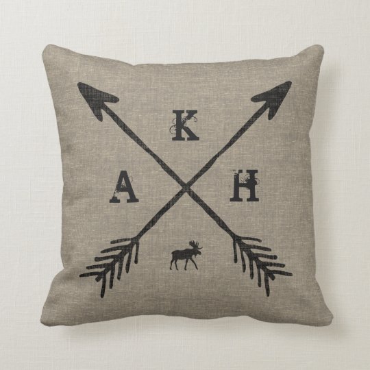 Arrows Monogram Letters And Moose Decorative Throw Pillow