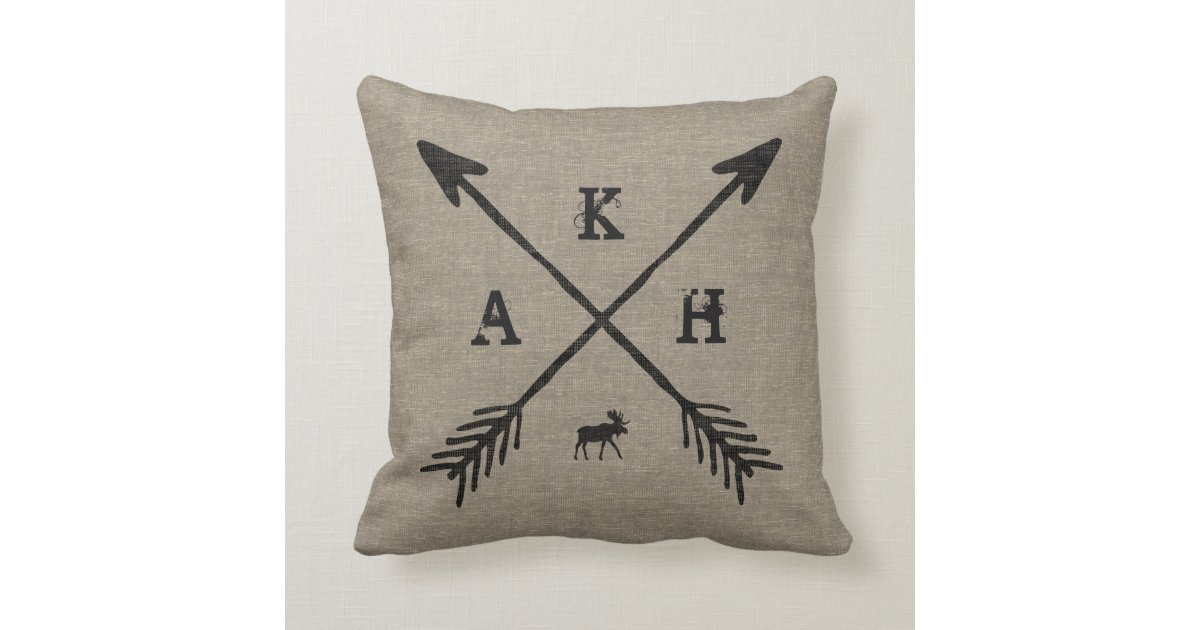 Arrows Monogram Letters And Moose Decorative Throw Pillow Zazzle Com