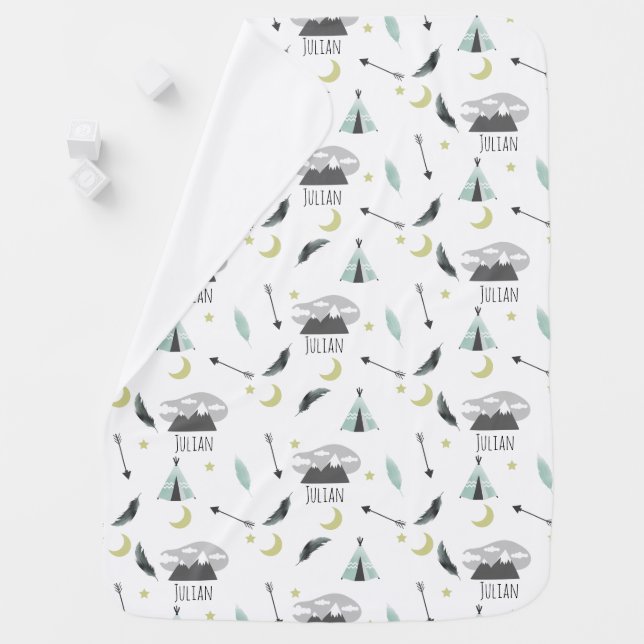 Arrows Mountians Feathers Tipi Baby Stroller Blanket (In Situ)