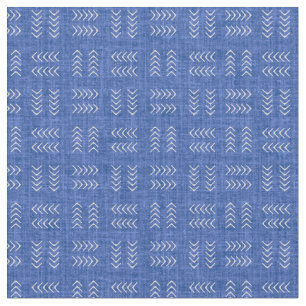 Arrows on Blue Linen Fabric