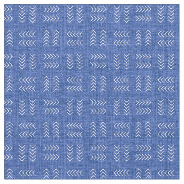 Arrows on Blue Linen Fabric (Close Up)