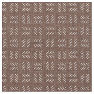 Arrows on Dark Brown Linen Fabric
