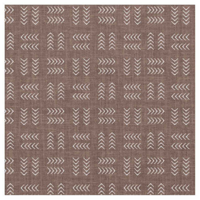 Arrows on Dark Brown Linen Fabric (Close Up)