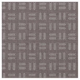 Arrows on Dark Gray Brown Linen Fabric