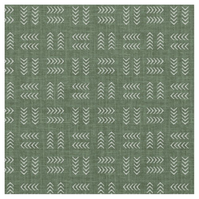 Arrows on Forest Green Linen Fabric (Close Up)