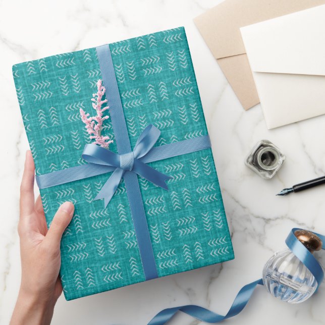 Arrows on Teal Linen Wrapping Paper (Gifting)