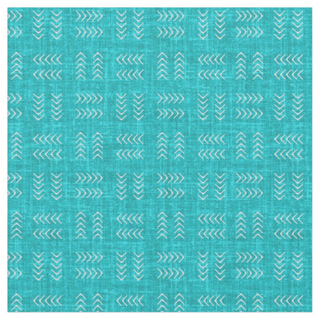 Arrows on Turquoise Linen Fabric (Close Up)