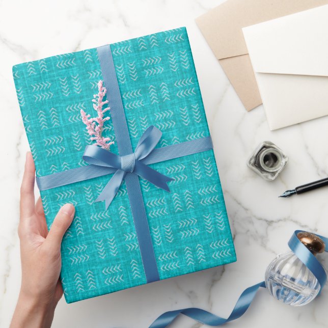 Arrows on Turquoise Linen Wrapping Paper (Gifting)