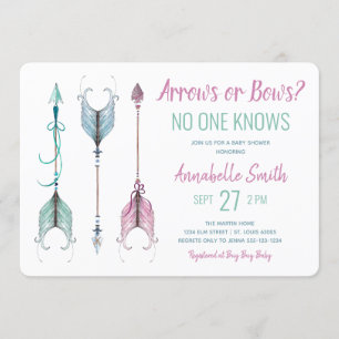 Arrows or Bows No One Knows Baby Shower Invitation