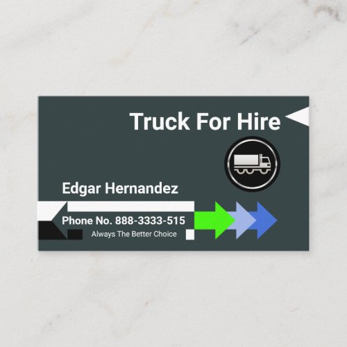 Arrows Truck For Hire Transport Business Card