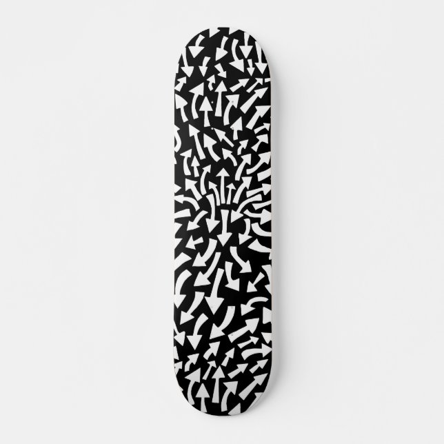 Arrows - White on Black (70s Flashback) Skateboard Deck (Front)