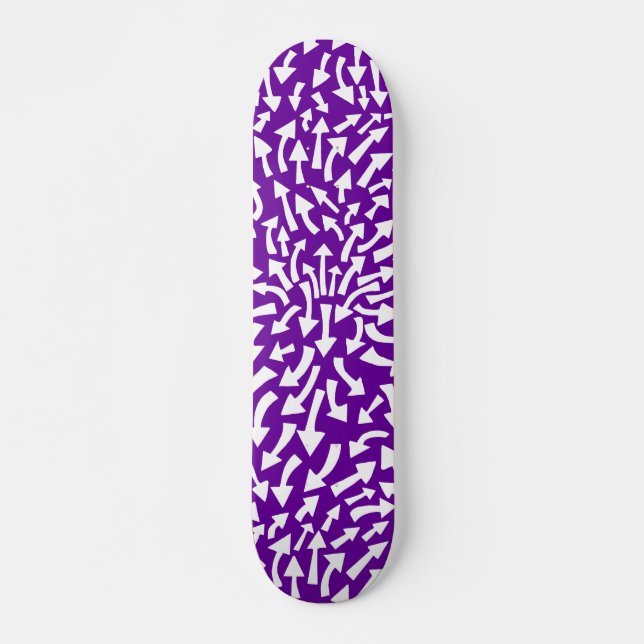 Arrows - White on Deep Purple Skateboard Deck (Front)