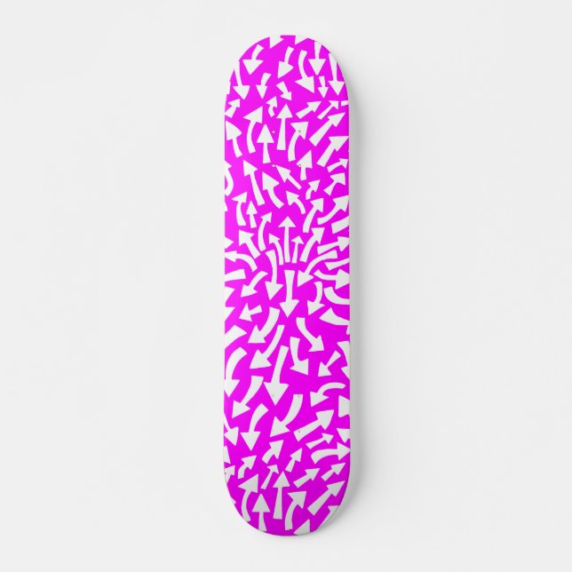 Arrows - White on Magenta (70s Flashback) Skateboard Deck (Front)