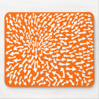 Arrows - White on Orange FF6600 Mouse Pad