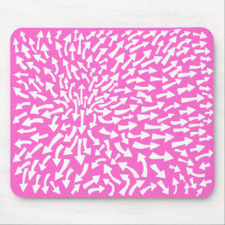 Arrows - White on Pink FF66CC Mouse Pad