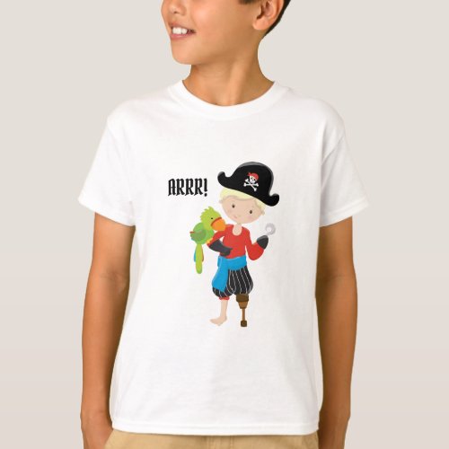 ARRR Cute Fun Pirate Boy Parrot T_Shirt