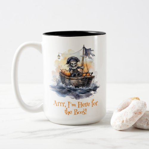 Arrr Im Here for the Boos Funny Pirate Two_Tone Coffee Mug