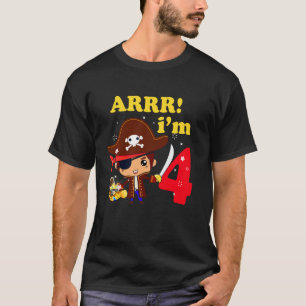 Arrr I'm 4 Years Old 4th Birthday Pirate Kids Hall T-Shirt