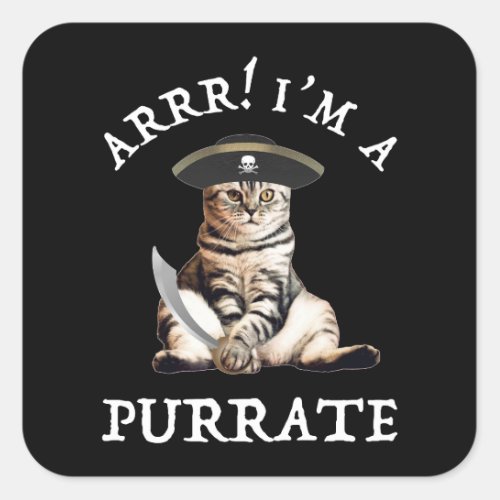 Arrr Im A Purrate Square Sticker