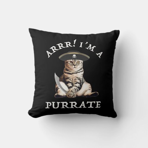 Arrr Im A Purrate Throw Pillow