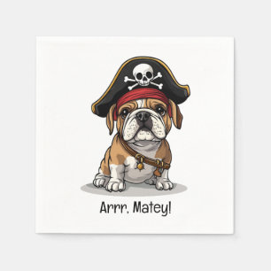 Arrr Matey Pirate English Bulldog Skull Crossbones Napkins