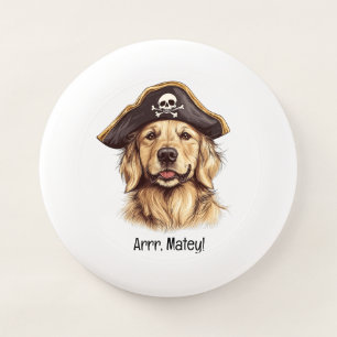 Arrr Matey Pirate Golden Retriever Dog Skull Wham-O Frisbee