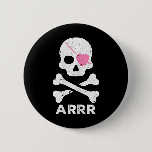 Arrr Pirate Heart Eyepatch Halloween Women Toddler Button