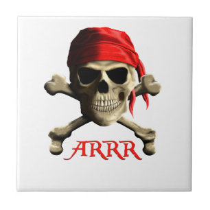 ARRR Talk Like A Pirate Jolly Roger Ceramic Tile