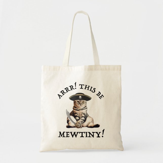 Arrr! This Be Mewtiny! Pirate Cat Tote Bag (Front)