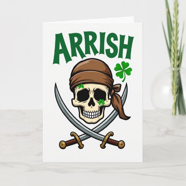 Arrrish Pirate Skull Fun Card (Front)