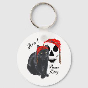Arrrr! Black Cat Pirate Kitty Keychain