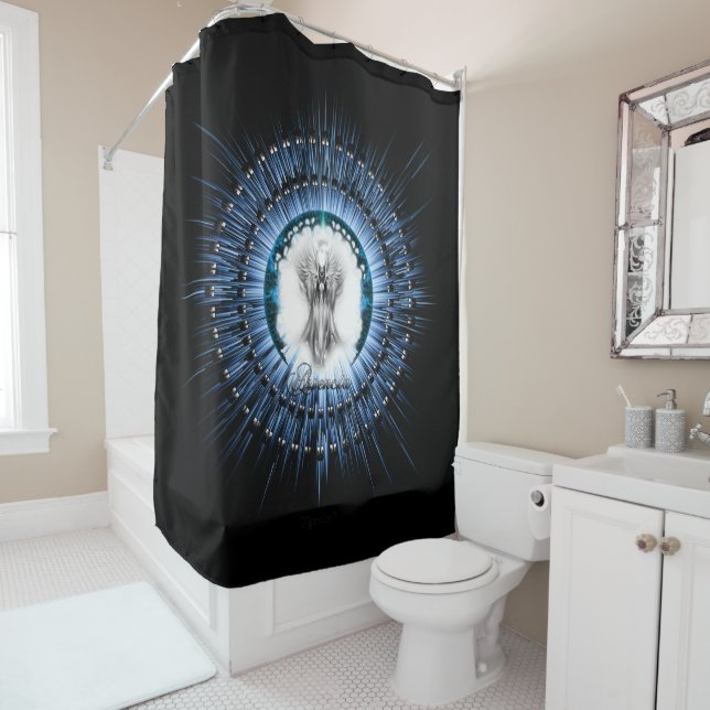 Arsencia Ethereal Silver Light Fractal Art Shower Curtain (In Situ)