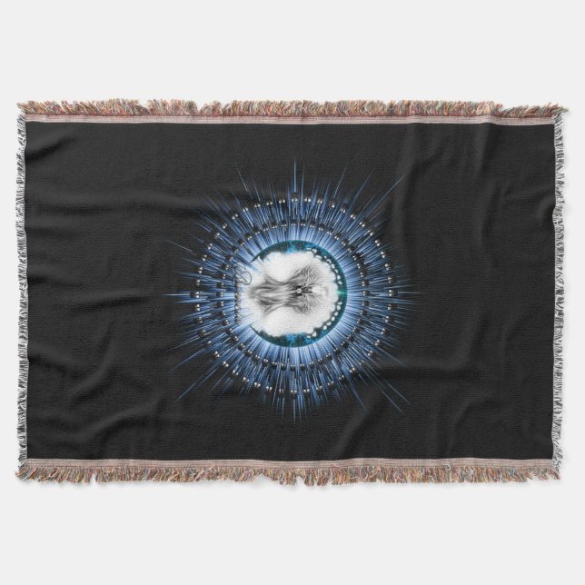 Arsencia Ethereal Silver Light Fractal Art Throw Blanket (Front)