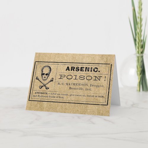 Arsenic Label on Burlap Card