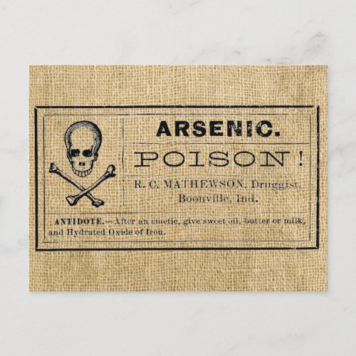Arsenic Label on Burlap Postcard