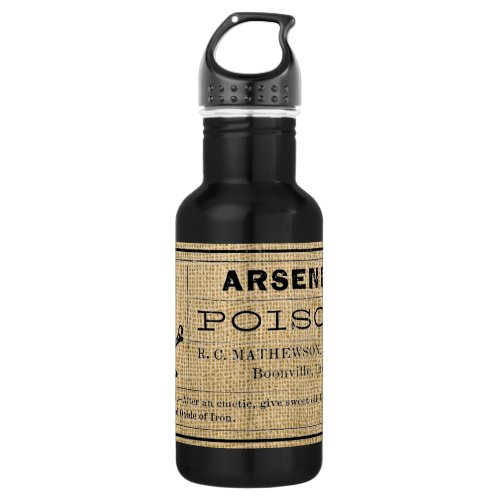 Arsenic Label on Burlap Stainless Steel Water Bottle