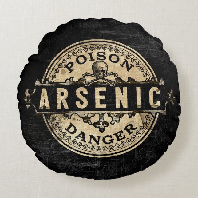 Arsenic Vintage Style Poison Label Round Pillow (Front)