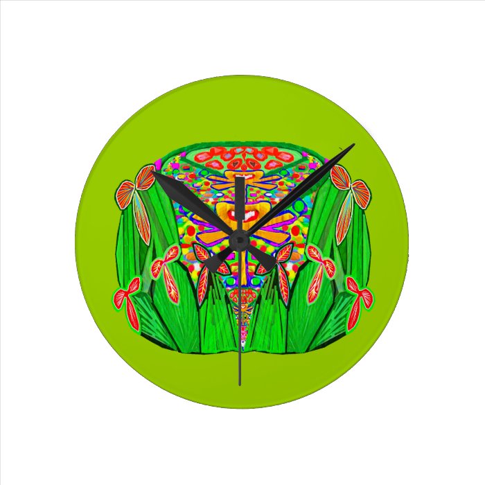 Art101 Green Lovers Cactus Jewel Design by Navin Round Wallclock