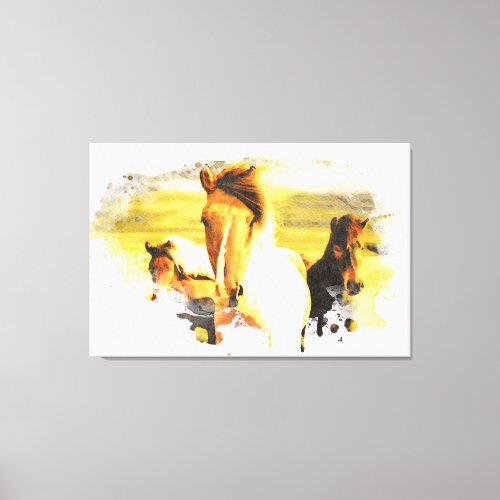  Art 3 Horses _ Mustangs Mountains AR22 Equine Canvas Print