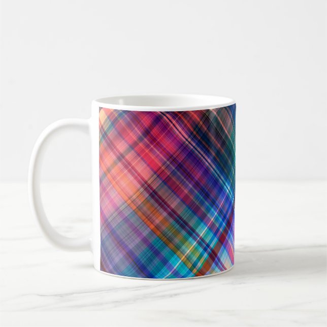 art abstract geometric diagonal pattern rainbow ba coffee mug (Left)