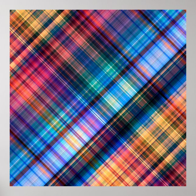 art abstract geometric diagonal pattern rainbow ba poster (Front)