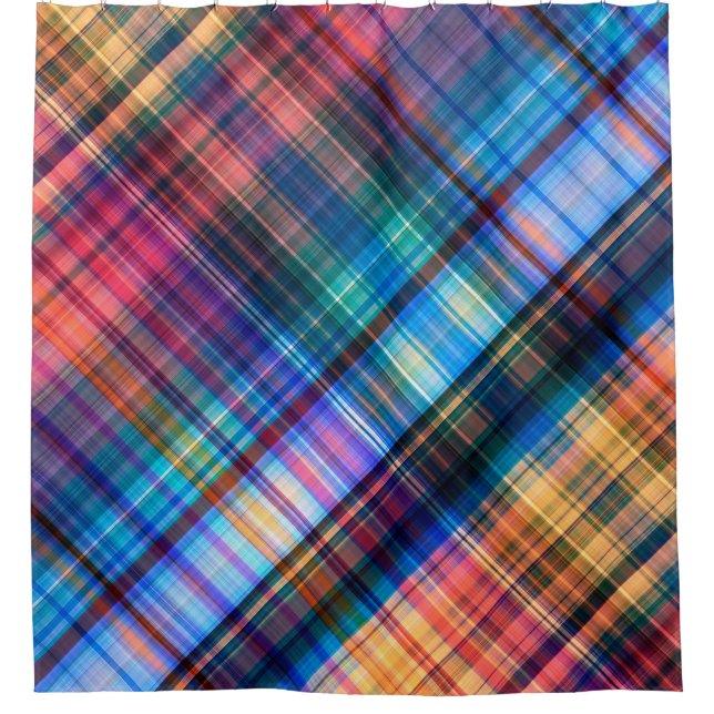 art abstract geometric diagonal pattern rainbow ba shower curtain (Front)