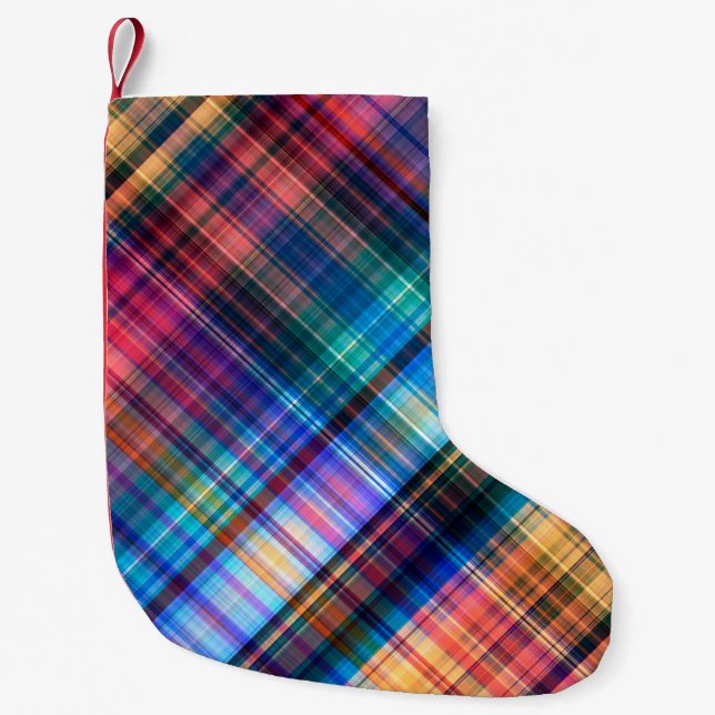 art abstract geometric diagonal pattern rainbow ba small christmas stocking (Front)