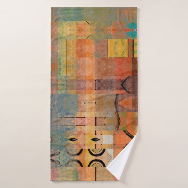 art abstract geometric horizontal stripes pattern  bath towel (Bath Towel)