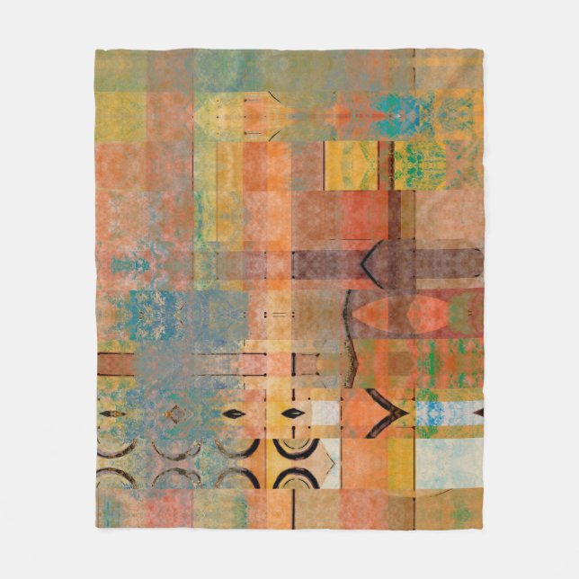 art abstract geometric horizontal stripes pattern  fleece blanket (Front)