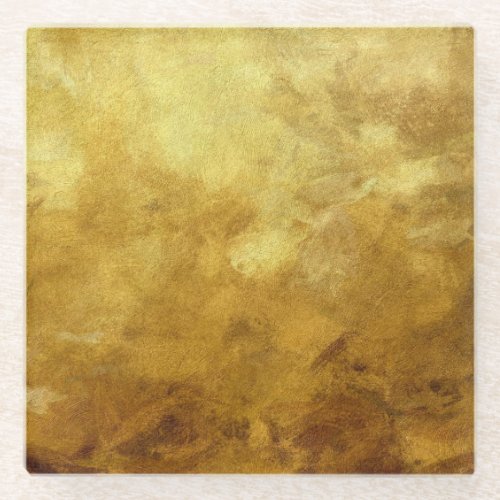 art abstract painted background in golden color glass coaster
