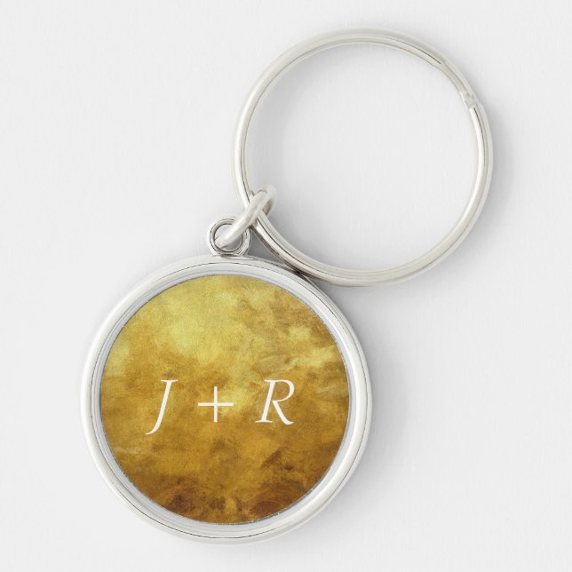 art abstract painted background in golden color keychain (Front)