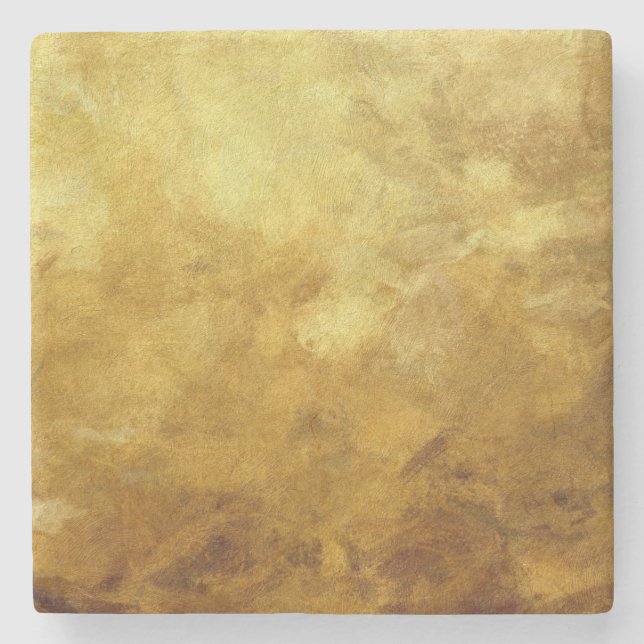 art abstract painted background in golden color stone coaster (Front)